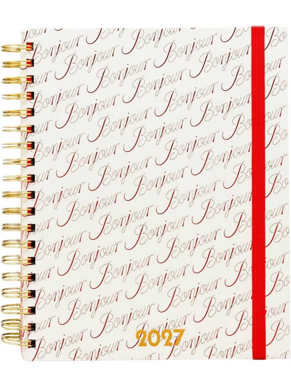 2027 Large 12-Month Planner - Bonjour Pattern, Ivory, Stylish Organizer, Daily